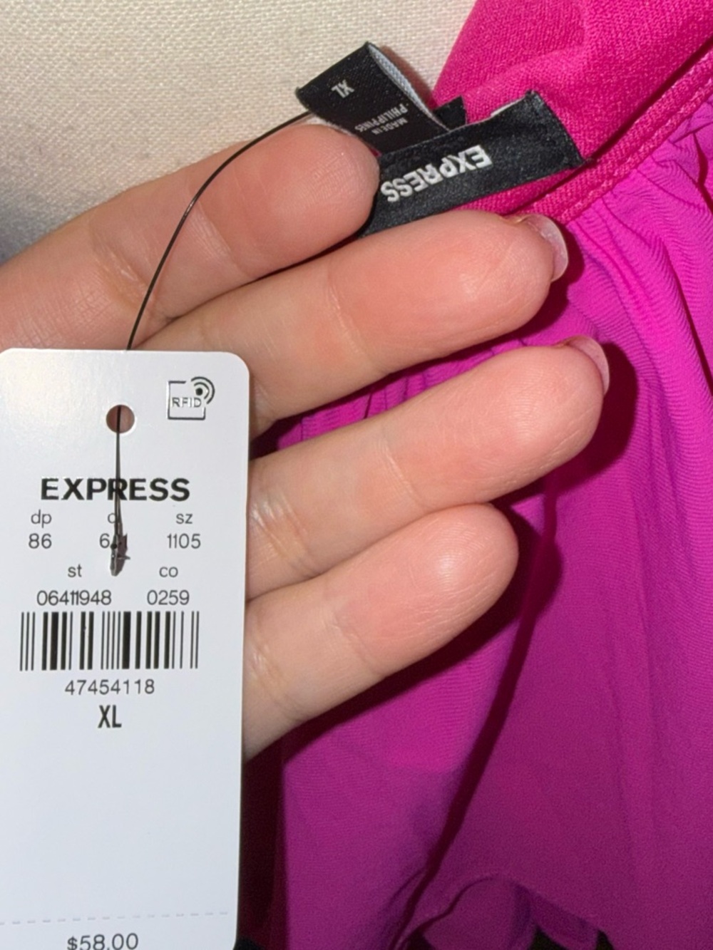NWT Express Neon Berry Layered Ruffle One Shoulder Tank Top XL - Picture 6 of 8